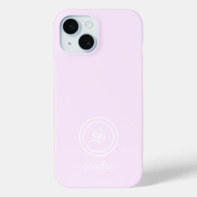 Customisable Elegant Lavender Monogram Phone Case (Back)
