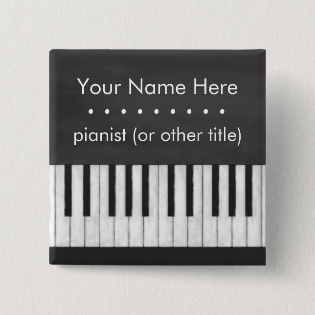 Customisable, Elegant, Modern Chalkboard Keyboard 15 Cm Square Badge (Front)