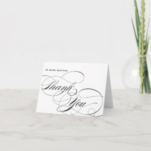 Customisable Elegant Script Thank You Card - Black