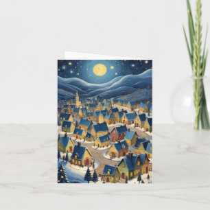 Customisable Elegant Starry Night Christmas Art Card