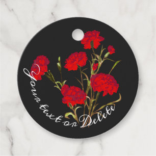 Customisable Elegant Vintage Floral Red Carnation Favour Tags
