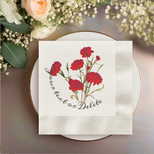Customisable Elegant Vintage Floral Red Carnation Napkin