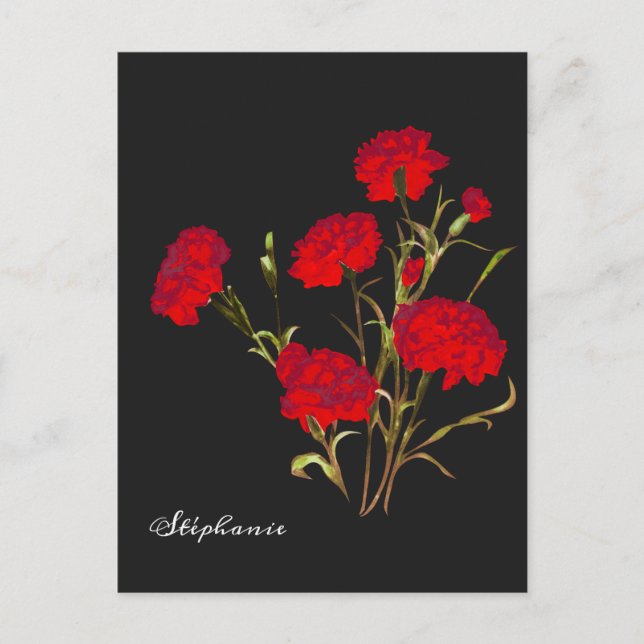 Customisable Elegant Vintage Floral Red Carnation Postcard (Front)