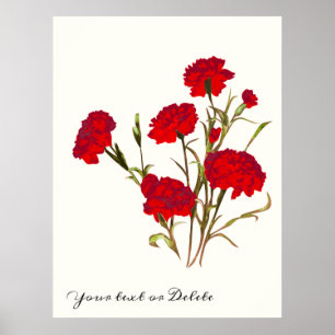 Customisable Elegant Vintage Floral Red Carnation Poster