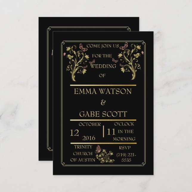 Customisable Elegant WEDDING INVITATION (Front/Back)