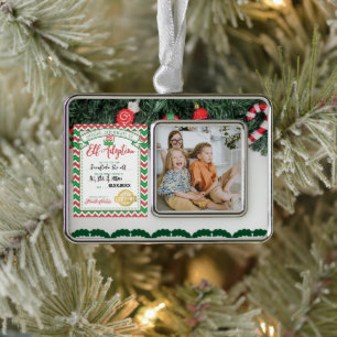 Customisable Elf Adoption Certificate Family Photo Silver Plated Framed Ornament