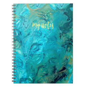 Customisable emerald blue faux marble trendy  notebook