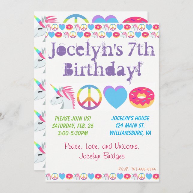 Customisable Emoji Birthday Invitation (Front/Back)