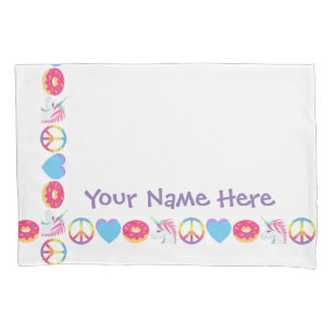 Customisable Emoji Pillow Case -Peace,Love,Unicorn