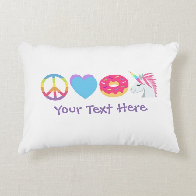 Customisable Emoji Pillow - Peace, Love, Unicorns (Front)