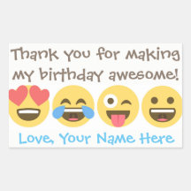 Customisable Emoji Thank You Stickers -Emoji faces