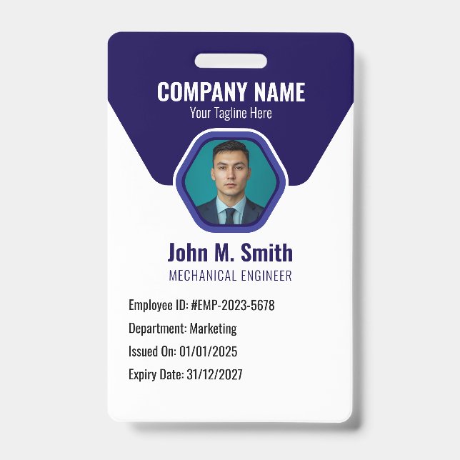 Customisable Employee ID Badge Blue (Front)