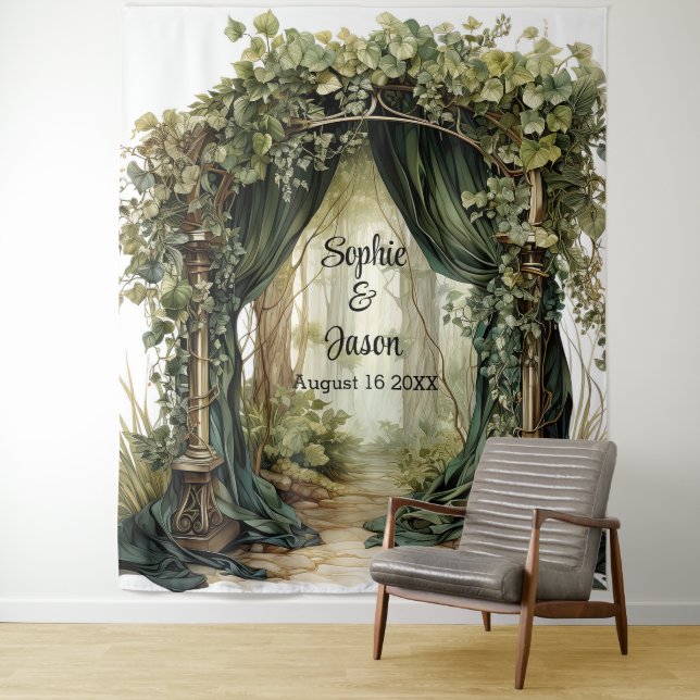  Customisable Enchanted Archway Wedding Backdrop Tapestry (In Situ)