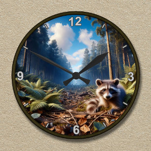 Customisable Enchanted Forest Racoon Clock