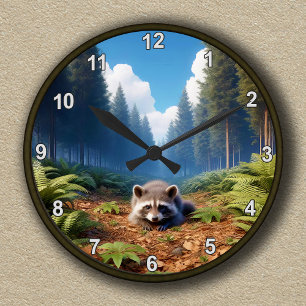 Customisable Enchanted Forest Racoon Clock