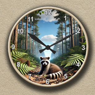 Customisable Enchanted Forest Racoon Clock