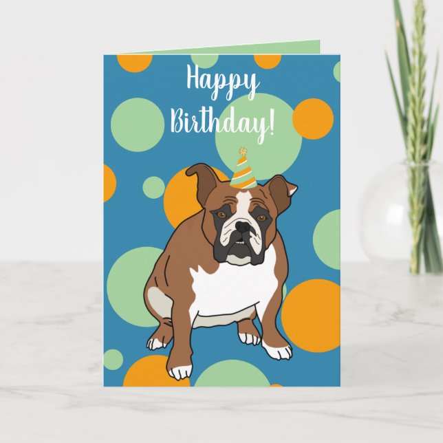 Customisable English Bulldog Birthday Card (Front)