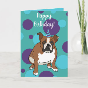 Customisable English Bulldog Birthday Card