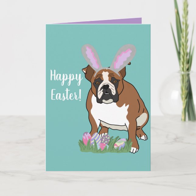 Customisable English Bulldog Easter Card (Front)
