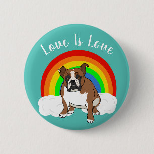 Customisable English Bulldog Pride Rainbow Button