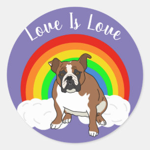 Customisable English Bulldog Pride Rainbow Classic Round Sticker