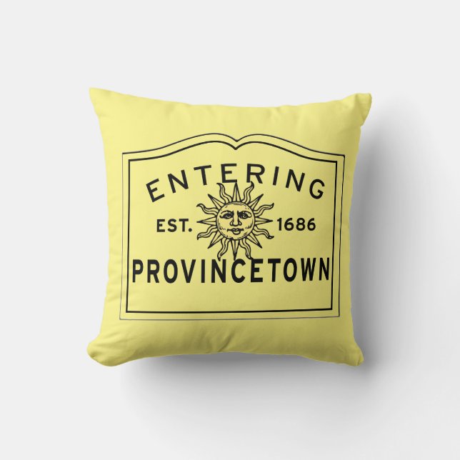 Customisable Entering Provincetown MA Town Sign Cushion (Front)