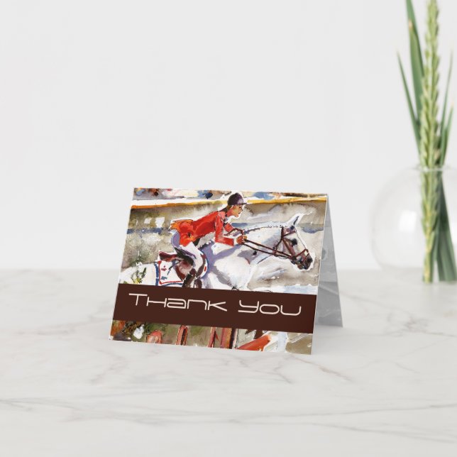 Customisable Equestrian THANK YOU Card by Ginette (Front)
