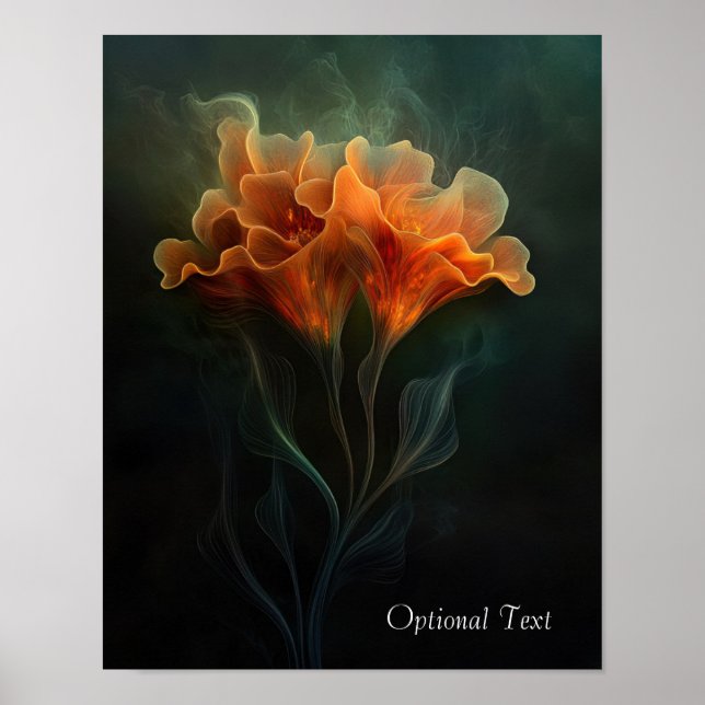 Customisable Ethereal Orange Flower Poster (Front)