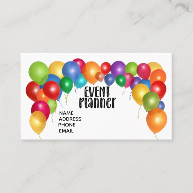 Customisable Event Planner business card (Front)