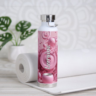 Customisable Eye-Catching 3D Pink Swirl  Water Bottle