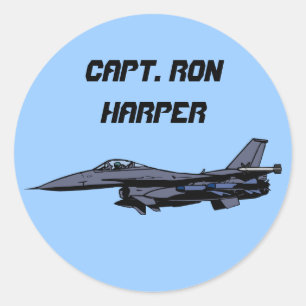 Customisable F16 Fighter Design Classic Round Sticker