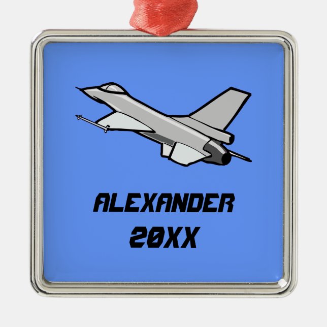 Customisable F16 Fighting Falcon Design Metal Tree Decoration (Front)