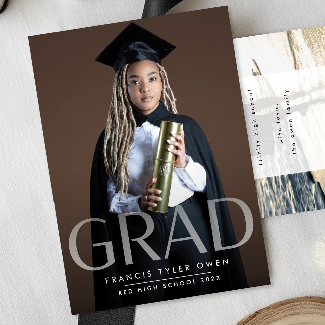 Customisable Faded BOLD GRAD Photo Class of Announcement (Creator Uploaded)