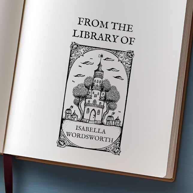 Customisable Fairy Castle Bookplate Rubber Stamp (Creator Uploaded)