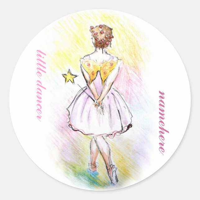 Customisable: Fairy dancer Classic Round Sticker (Front)