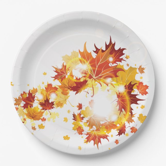 Customisable Fall Foliage Paper Plate (Front)