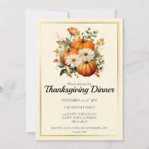 Customisable Fall Pumpkin Thanksgiving Dinner Invitation