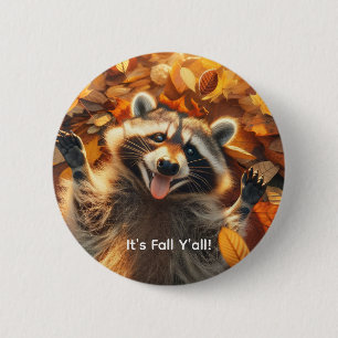 Customisable Fall Silly Racoon 6 Cm Round Badge