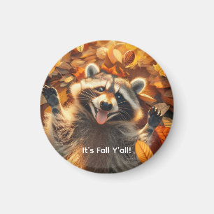 Customisable Fall Silly Racoon Magnet