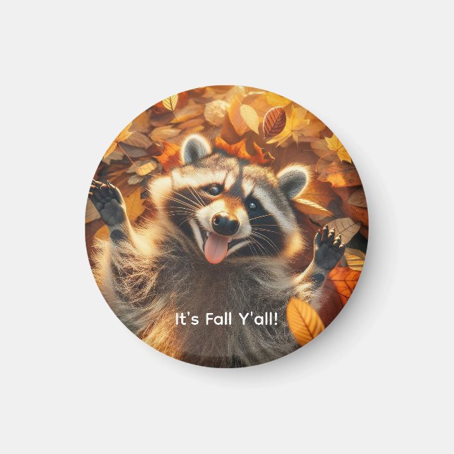 Customisable Fall Silly Racoon  Magnet (Front)