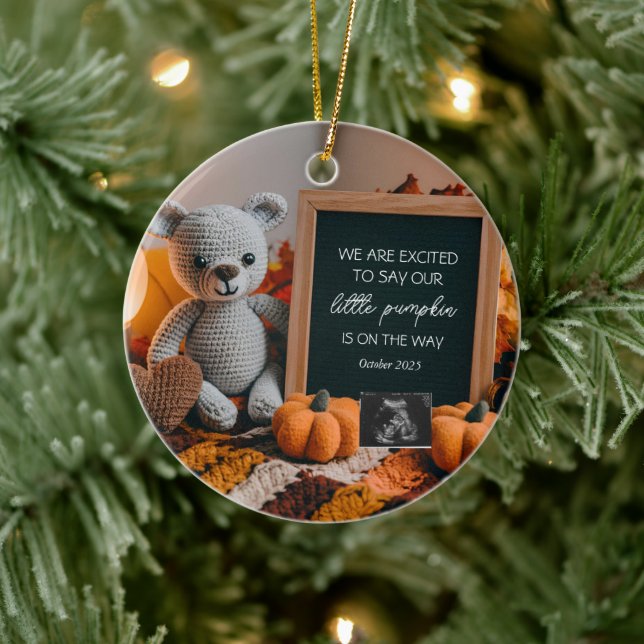 Customisable fallFall Pregnancy Announcement  Ceramic Ornament (Tree)