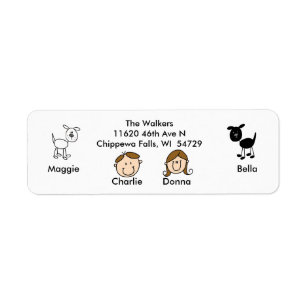 Customisable Family 2 Dogs Address Labels