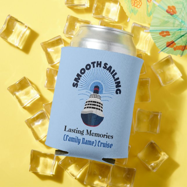 Customisable Family Cruise Vacation Smooth Sailing Can Cooler (In Situ Summer)
