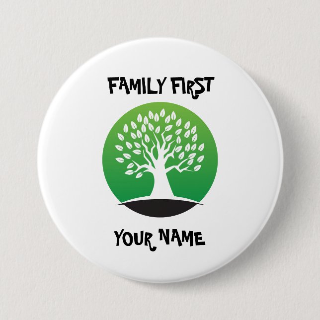 Customisable family first reunion 7.5 cm round badge (Front)