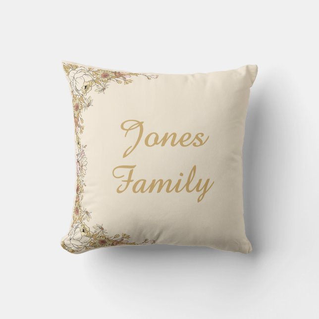 Customisable Family Name Botanical Pillow (Front)