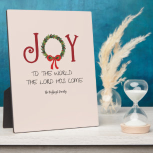 customisable family name christmas joy to the plaque