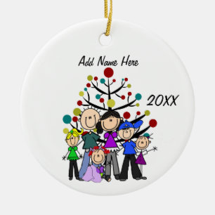 Customisable Family of Six Dated Ornament