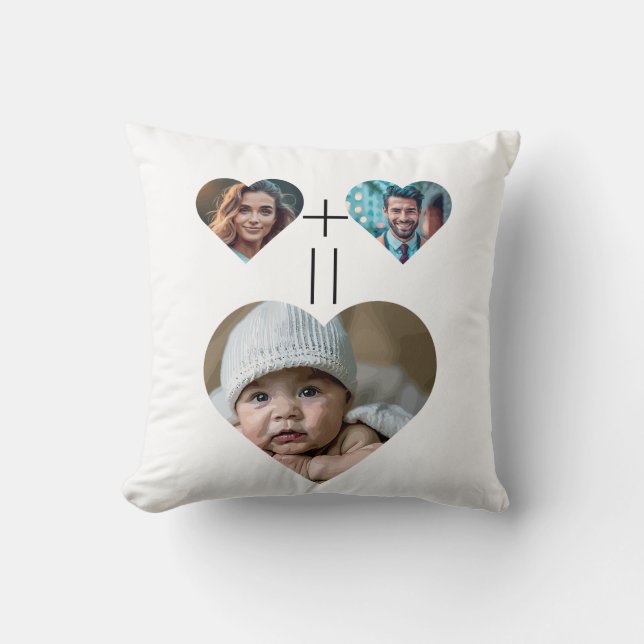 Customisable family photo collage Her Him = Baby Cushion (Front)