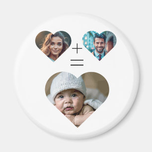 Customisable family photo collage Her Him = Baby Magnet