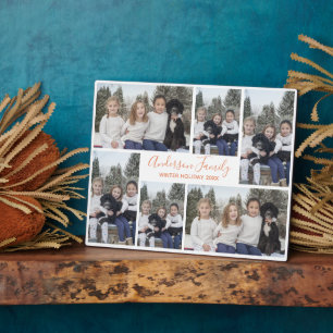 Customisable Family Photo Template White Rose Gold Plaque